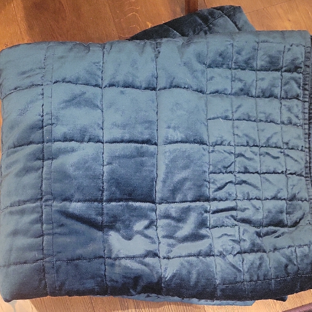 West Elm Navy Blue Quilted Coverlet